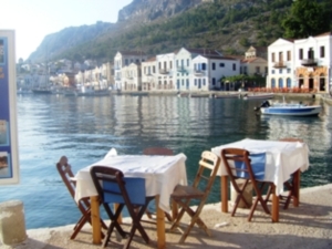 Kastellorizo outside the restaurant